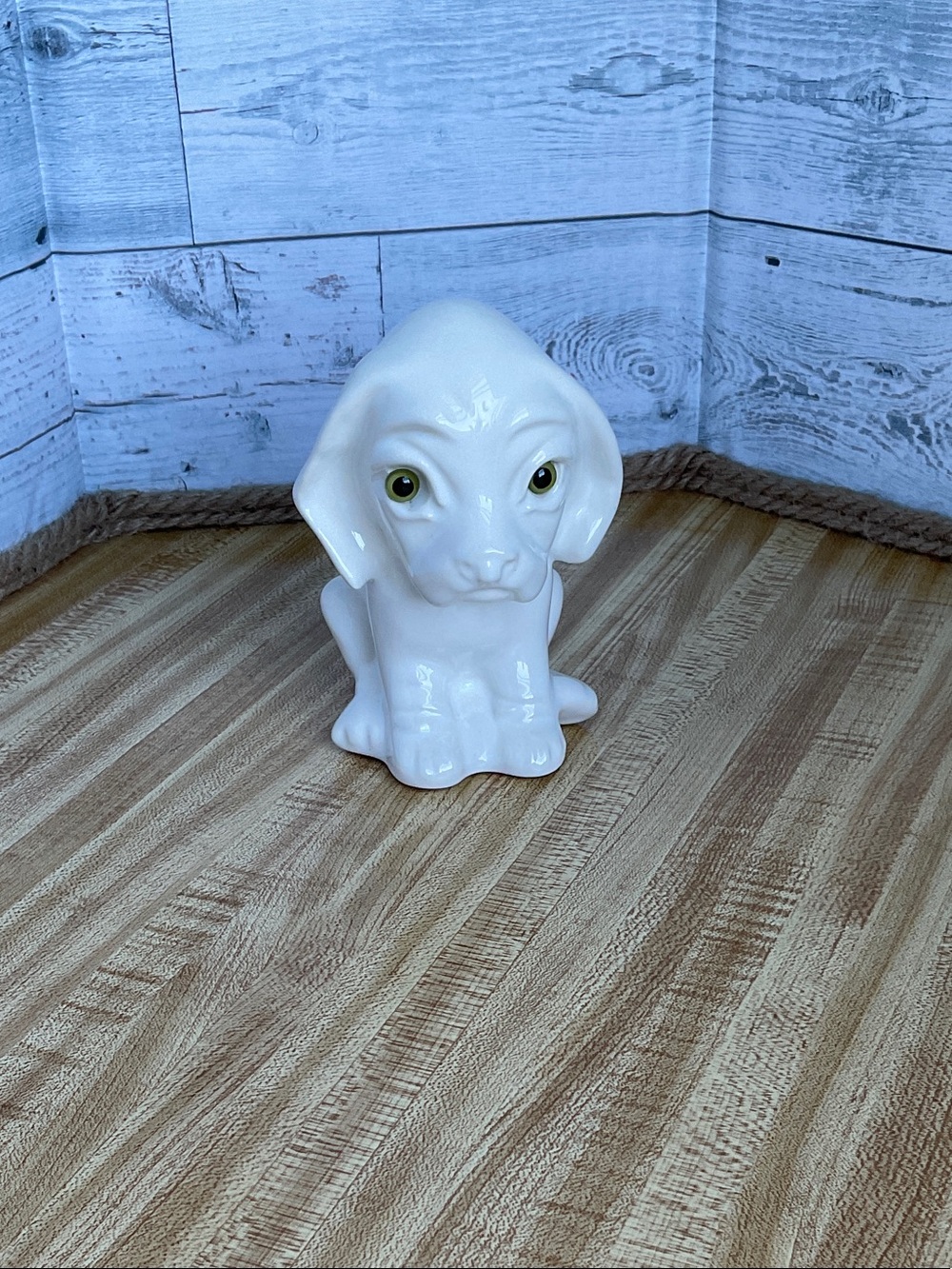 Vintage Canadiana Pottery White Puppy Dog
